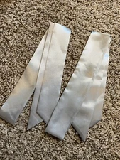 2 Satin Scarf Handbag Handle Protector Head Bandeau Wrist Wrap Tie Silver Gray