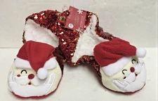 SANTA, CAPELLI New York ~Slippers Sock with Faux Fur & Grippers Size M/L  NWT