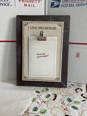 New Grateful Heart Glory Haus - I Love Because ... Linen Clipboard Wall Art