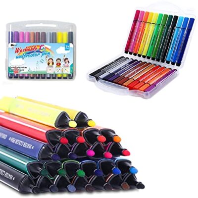 Triangle Shape Washable Coloring Pens Felt Tip for Kids Coloring Book Doodlin...