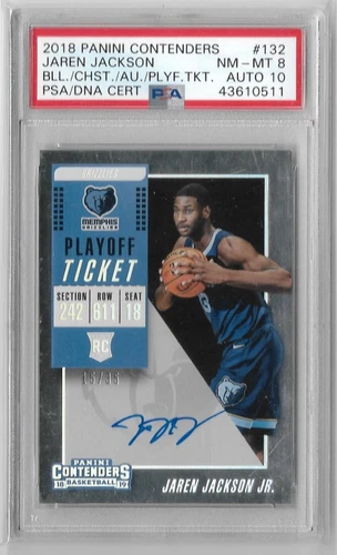 2018-19 PANINI CONTENDERS #132 JAREN JACKSON JR PLAYOFF TICKET AUTO /35 PSA 8/10