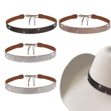 4 Pcs Hat Bands Cowboy Rhinestones Hats Bands Bling Hat Accessories for Women