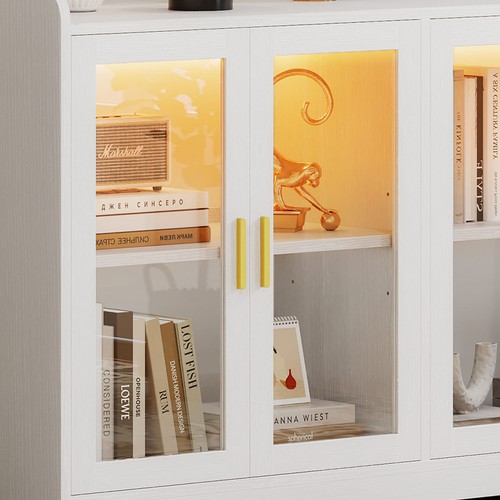 55 inch Sideboard Storage Coffee Bar Cabinet w/ LED Light Kitchen Dining Room - Picture 10 of 20