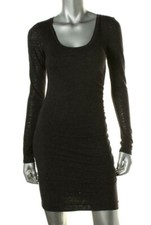 VELVET Brand ~ Black Scoop Neck Ruched Side Sheath Sweater Dress XS NEW