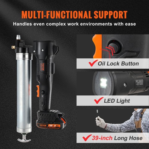 VEVOR 20V Akku Fettpresse 500g inkl 2.0Ah 2Akkus Ladegerät Universal Grease Gun - Bild 4 von 12