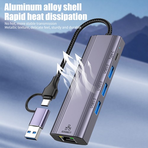 USB C to Ethernet Adapter Type-C USB 3.0 to RJ45 Network LAN 1G Gigabit 1000Mbps - Picture 4 of 12