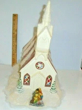 Vintage Byron Molds 1975 Ceramic Church/ Village Family Christmas