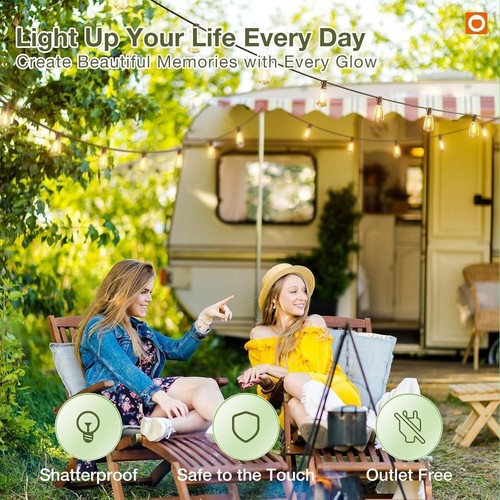All-Weather Solar String Lights - 24 Shatterproof LED Bulbs Perfect for Patios - 第 11/11 張圖片