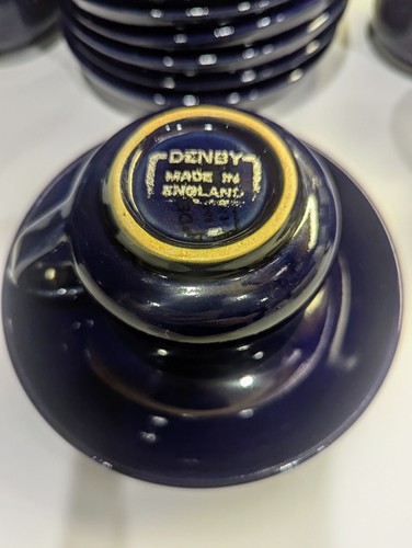 Denby England Set Tazze Cappuccino in Gres Piattini "Potpourri Hue" Blu Cobalto - Foto 7 di 7