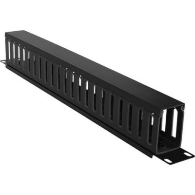 1U 19'' Network Rack Mount Horizontal Cable Manager Finger Duct Panel w/Cover