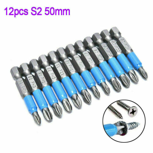 12 IN 1 PZ PH 1-3 Assorted 50mm S2 Single-Sided Hex Magnetic Screwdriver Bit Set - Picture 5 of 8