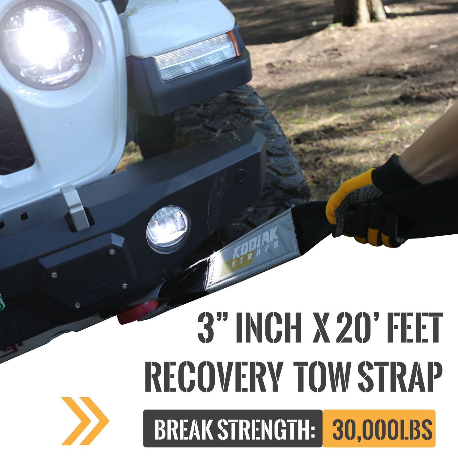 3"x 20' Heavy Duty Tow Strap 30,000lbs Recovery Rope Emergency Off Road