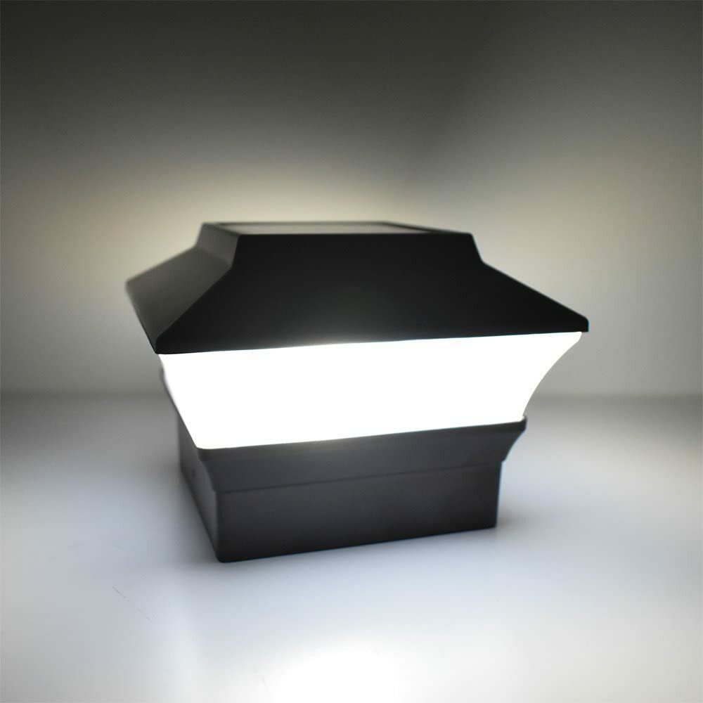 2 Pack) Solar Power Square White Outdoor Garden Deck 4x4