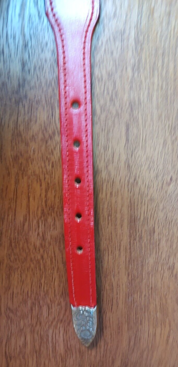 Vintage Chambers red leather belt removable silver buckle  display picture 3