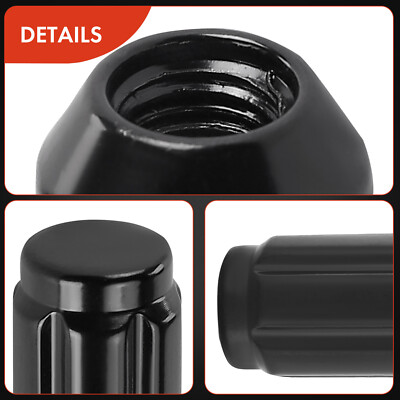 16 Pack w/Key M10x1.25mm Lug Nut Black Tapered for Arctic Cat