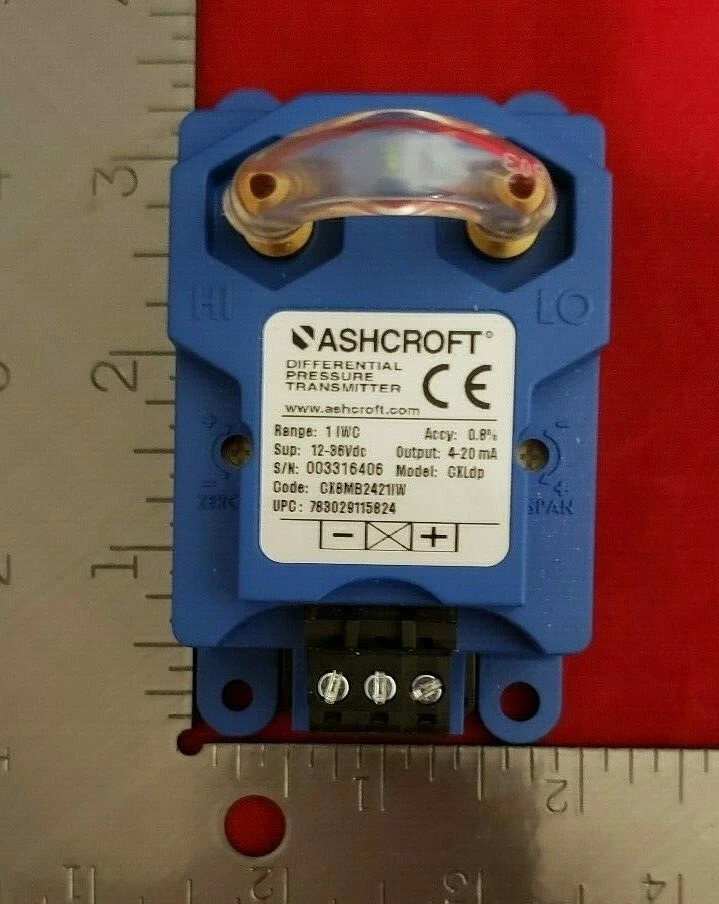 ASHCROFT® CX8MB2421IW PRESSURE TRANSMITTER | 1/4" Hose Barb 0 to 1 IWC, 4 - 20mA - Image 3 of 4