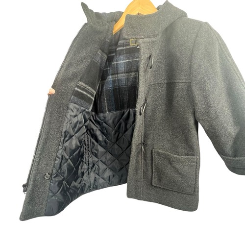S. Rothschild Boy’s Dark Gray Wool Hooded Duffle Coat Size 6 Toggle - Picture 8 of 13