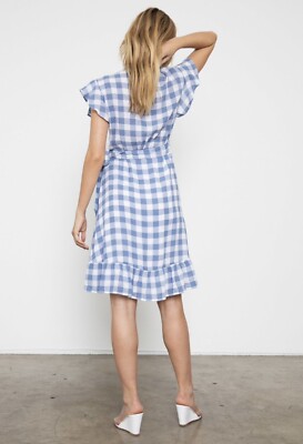 blue gingham wrap dress Rails Blue Gingham Wrap Dress
