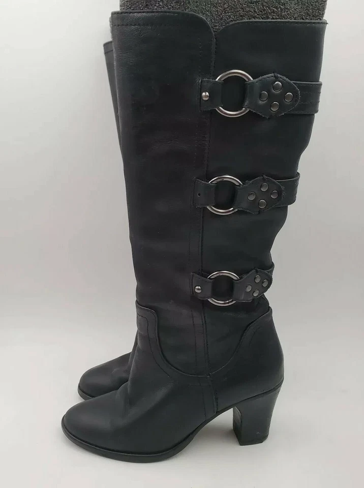 Matisse 黑色皮革及膝女式靴子 6 码环束带 — 第 2/4 张图片