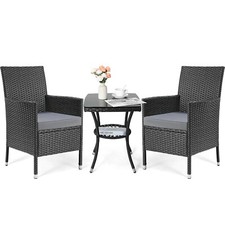 Set da Esterno in Vimini Rattan: Tavolino + 2 Sedie Comode e Resistenti