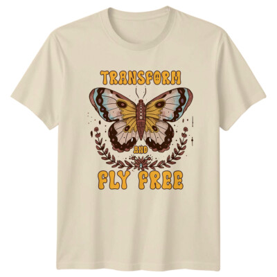Transform And Fly Free Butterfly Retro Boho Graphic T-Shirt