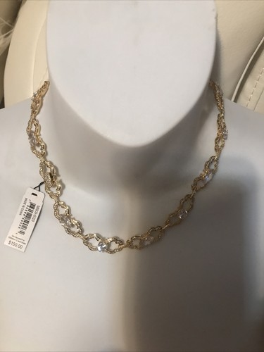 NWT Carolee gold tone crystal frontal necklace reg 150.00 - Picture 2 of 2