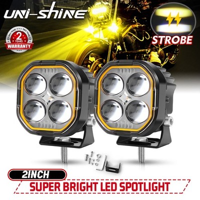 2x 2inch Strobe 8D LED Work Light Bar Pods Driving Fog/Spot Lamp Truck Boat SUV