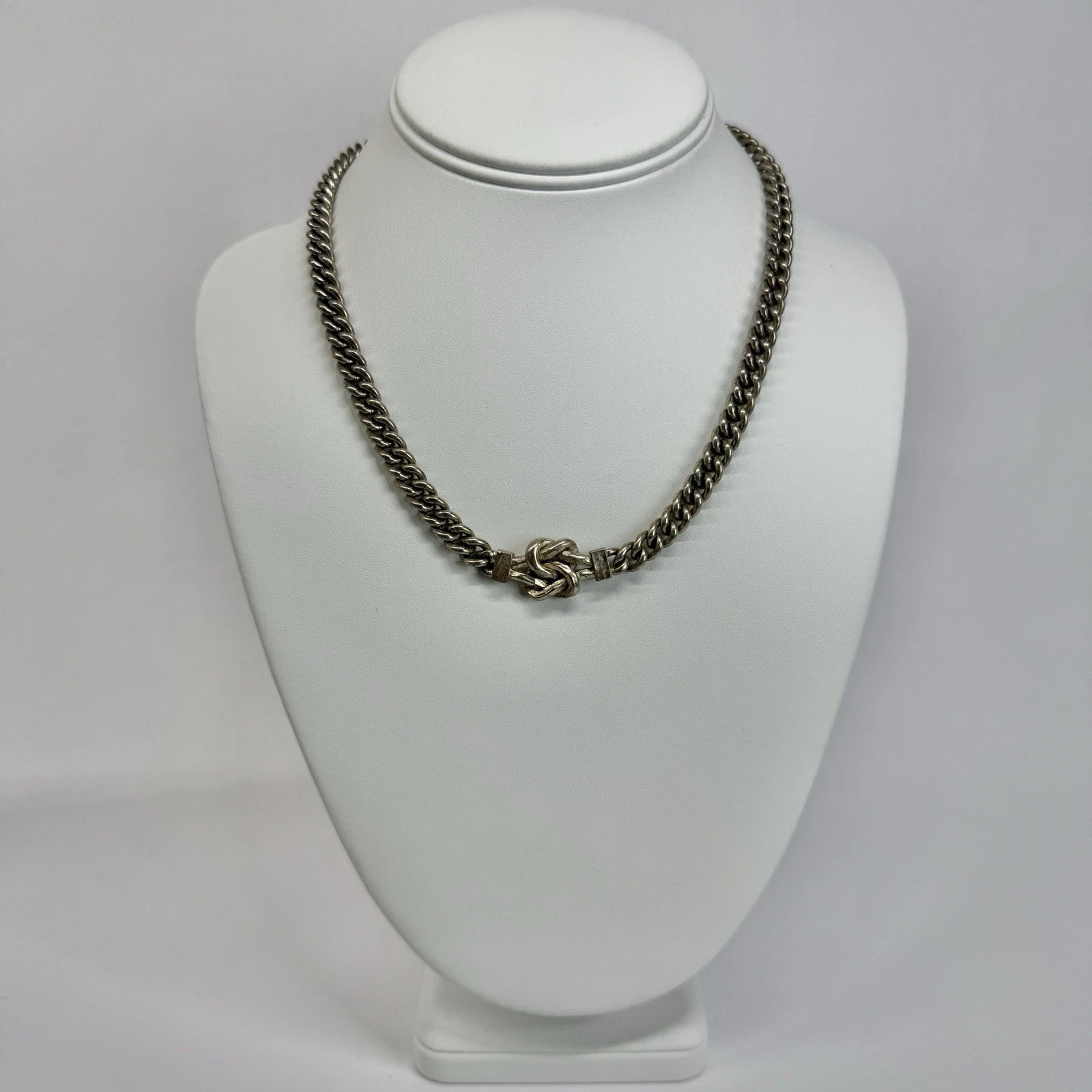 KARL LAGERFELD Celtic Knot Textured Silver Tone Vintage Necklace Jewelry N523