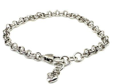 Brighton Double Circles Linked Chain Add Clip Charms Silver Charm Bracelet 8.5 
