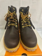 Timberland premium 6 in waterproof boot dark brown full grain w blk mens *NEW
