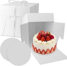 2 Stück Tortenschachtel mit Bänder Tortenkarton Kuchenbehälter Dessert Box 