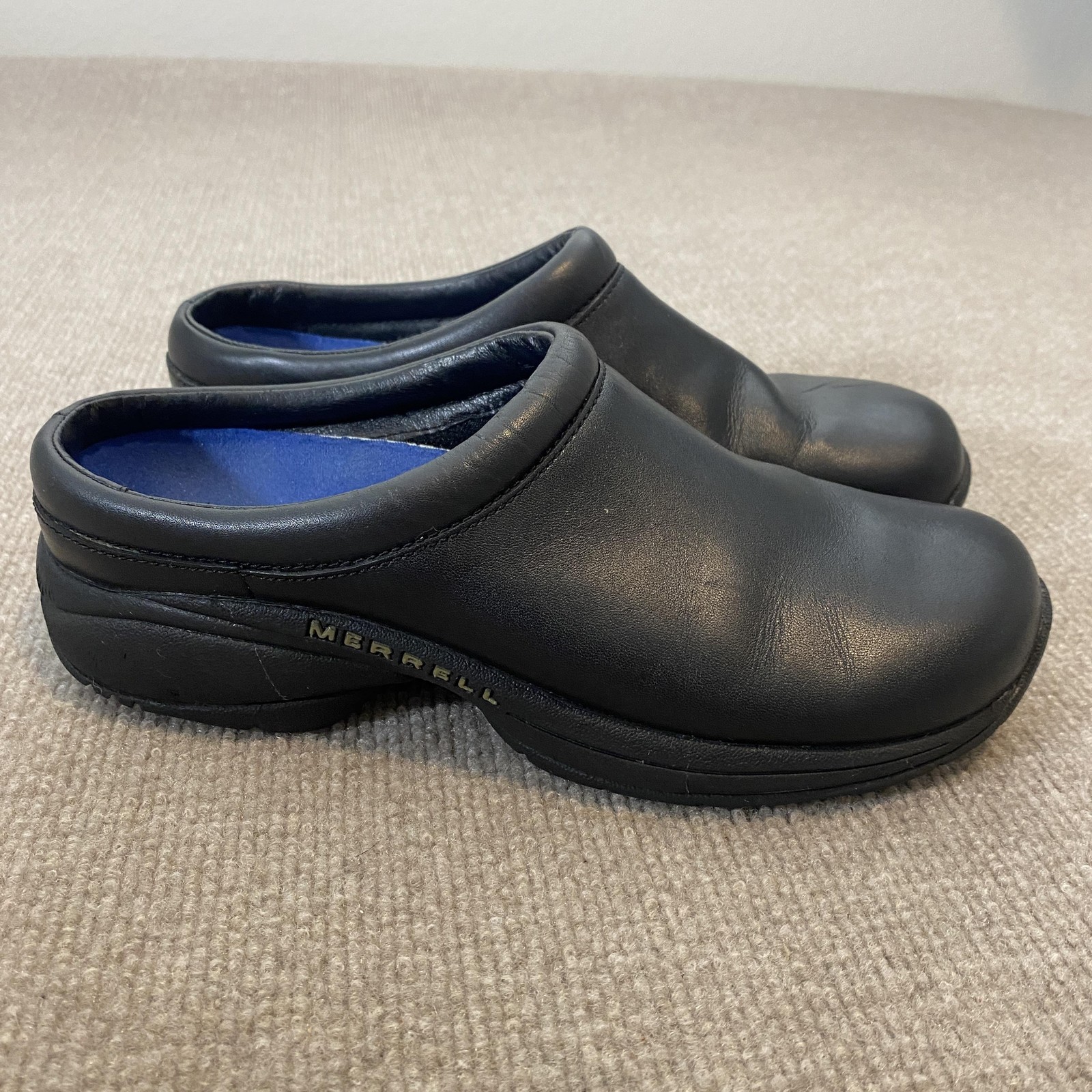 Merrell Clog Shoes Womens Size 8.5 Black Leather Slip On Jungle Primo Comfort