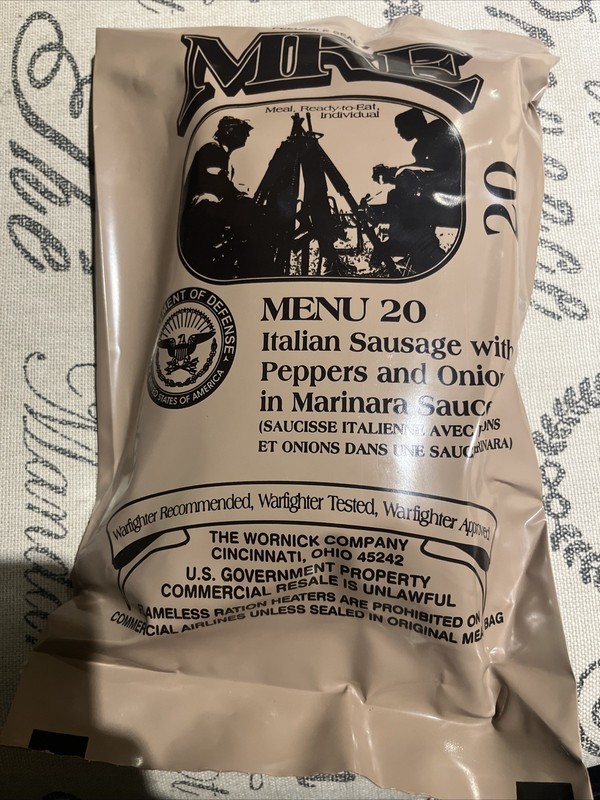 Collectible Meal Ready To Eat Military MRE MENU NO 20 Italian Sausage 2025