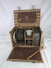 Antique G W Scott & Sons Portable Picnic Tea Basket Set ( Not Complete)