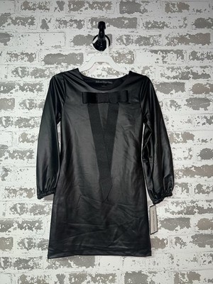 NWT! Dolls and Divas Couture Long Sleeve Mia Black Pleather Dress Size 10