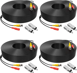 ABLEGRID paquet de 4 100ft BNC Câble de caméra de sécurité CCTV DVR Fils RCA Connecteurs