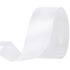 White Ribbon Double Face 1 1/2 Inch x Continuous 50 Yards White Satin Ribbon ...