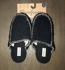 NEW WOMENS MEMORY FOAM DEARFOAMS BLACK SLIPPERS SIZE L 9-10