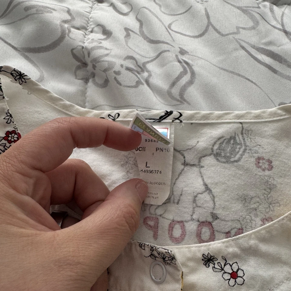 Chaqueta Médica Snoopy Peanuts Para Mujer Talla L Blanca Algodón De Colección Foto 4 de 4