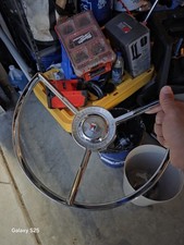 1957 1958 Ford Chrome Steering Wheel Horn Ring Feg-3624-bw Very Good Used