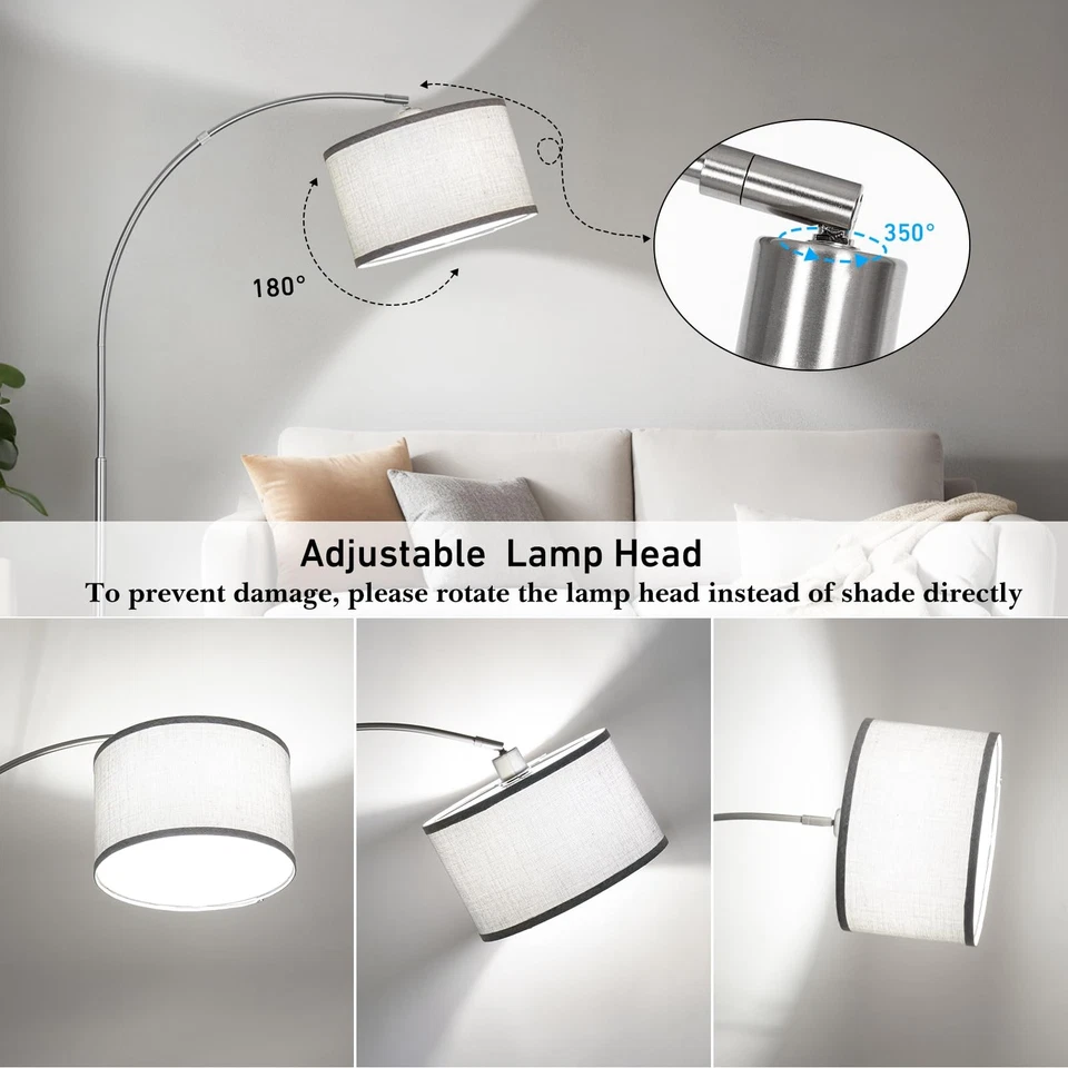 Lámpara de Pie Arco Plateado para Salón, Lámpara de Pie Moderna con H... Foto 2 de 4