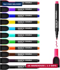 Magnetic Dry Erase Markers Fine Tip - 12 Colors Whiteboard Markers with Eraser C