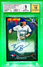 2016 Bowman Chrome Bo Bichette RC Rookie 1st BLACK REFRACTOR /75 BGS 9 Auto 10