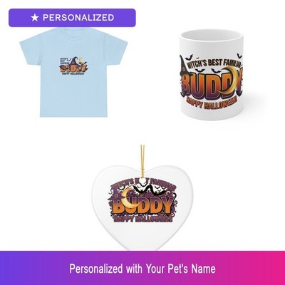 Custom Pet Halloween Gift Set Shirt Mug Ornament Personalized Name Bundle