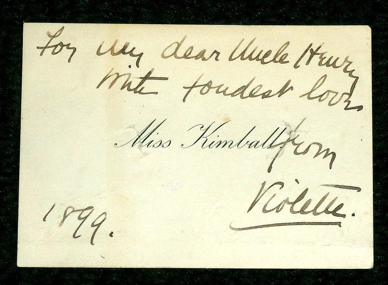 Violette Kimball 1899 Calling Card Actress Writer J Malcom Dunn H C Barnabee