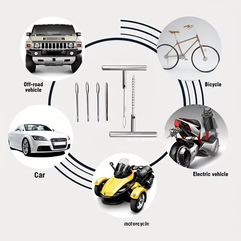 Kit Foratura Riparazione Pneumatici per Auto Kit di Riparazione Pneumatici Set D - Miniatura 2