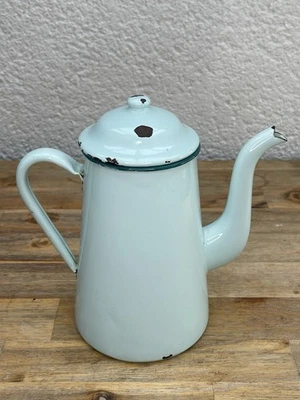 Cafetière émaillée Vintage Bleu Vert Pastel 1,4 L – Style Rétro Années 50/60 - Photo 1/4