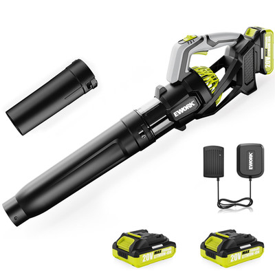 Ework Leaf Blower Cordless 20V 550Cfm Powerful Electric Leaf Blower 2 Batteries