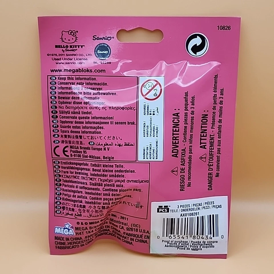 Mini boneco Sanrio Hello Kitty cego pacote com 1 10826 Mega Bloks brinquedos infantis misteriosos - Imagem 2 de 3