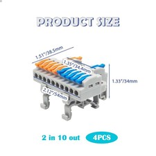 4PCS DIN Rail Terminal Blocks with 8PCS Removable Rail Clip Quick Wiring Cabl...
